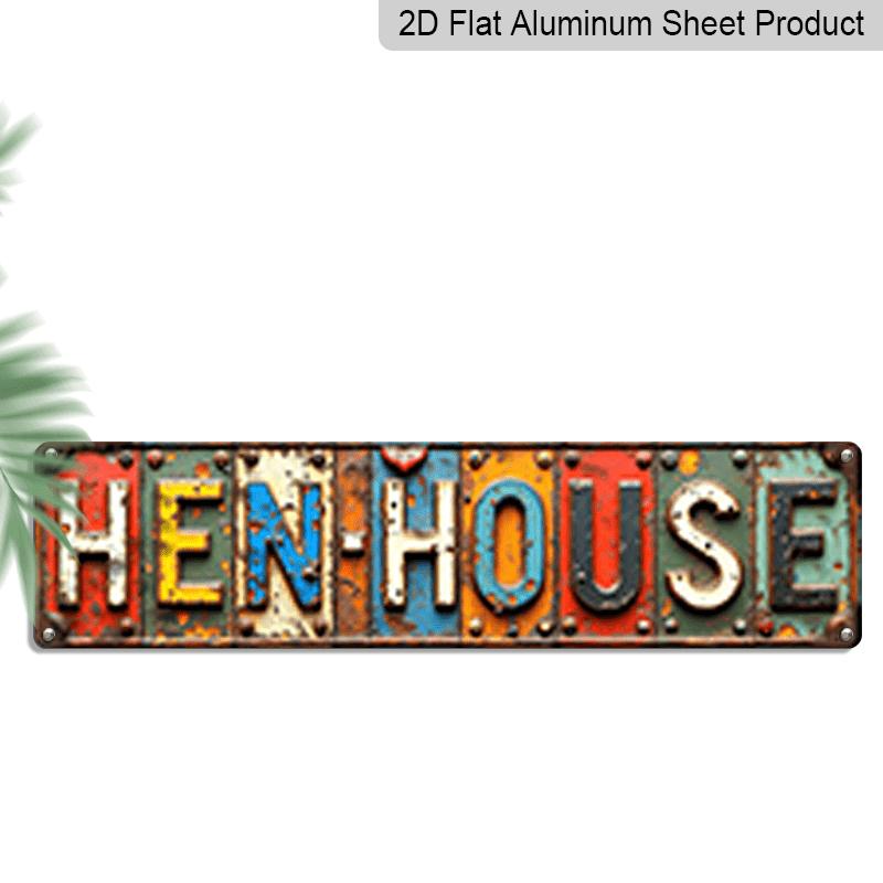 

2D Flat Rustic Hen House Aluminum Sign 15.7×3.94 , Farmhouse Chicken Coop Decor, Colorful Vintage Wall Art for Porch Garden Shed 15.7×3.94Inch/40*10cm