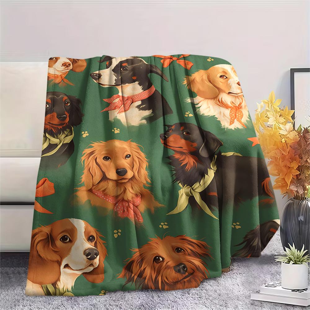 Dinosaur Dog Black Cat Print Flannel Blanket,High quality Comfortable for All Seasons,Home Decor,Warmth and Comfort,Perfect for Christmas Gifts