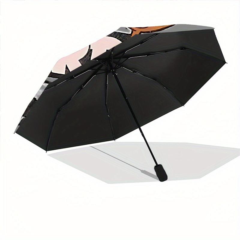 Tom Jerry Auto Open/close, 8-Rib Iron Frame, Compact Folding Umbrella All-Season 0808098