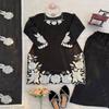 Black Frendy Silk Floral Embroidered Palazzo Suit with Dupatta Set