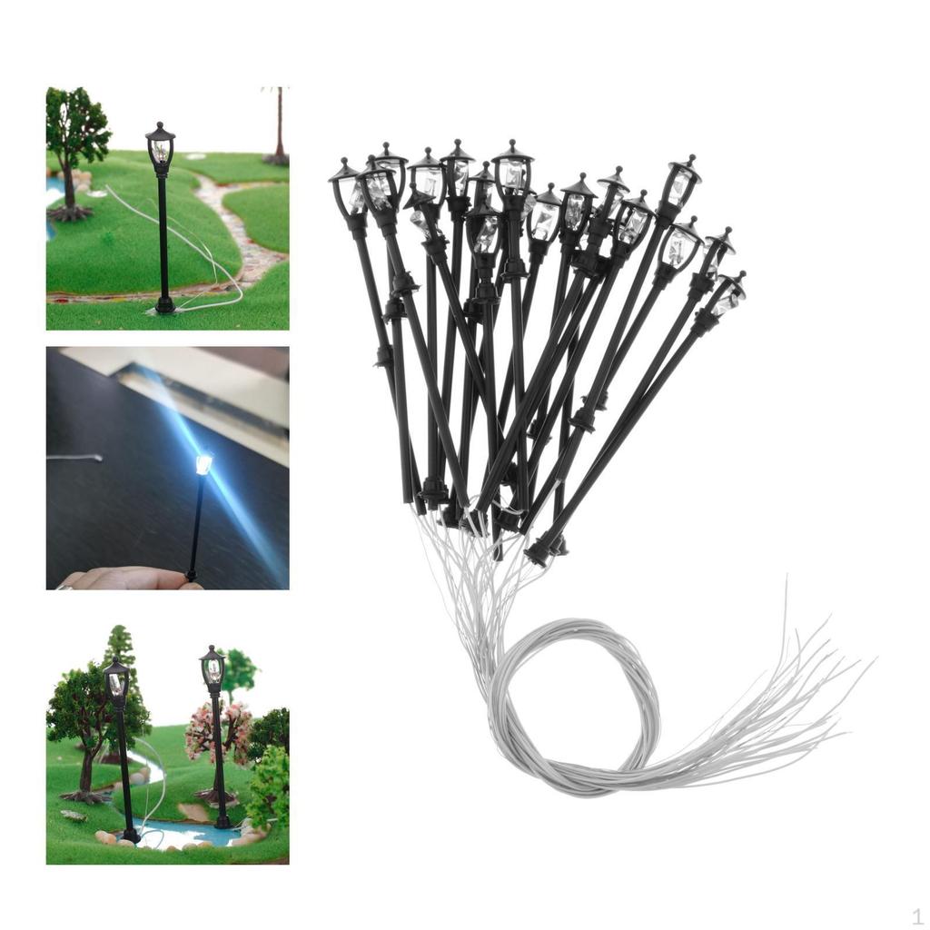20pcs 1/100th Garden Lamp Model Railroad Train Posts Led Street Light Lamps for Building