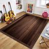 Vintage Brown Wood Grain Area Rug with Woven Border Bohemian Floor Mat for Music Room Decor Non-Slip Guitar Drum Carpet