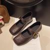 Foreign trade retro small leather shoes 2025 spring and autumn new one-word buckle with soft sole Mary Jane flat single shoes women