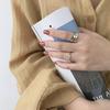 Adjustable Open Face Ring With Smiley Design Plated Copper Unisex Retro Style Statement Jewelry Finger