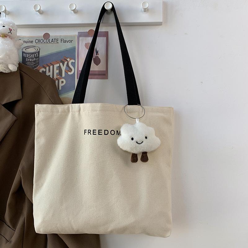 Buy New Simple Letter Canvas Bag Girl Shoulder Bag Cute Cloud Handbag