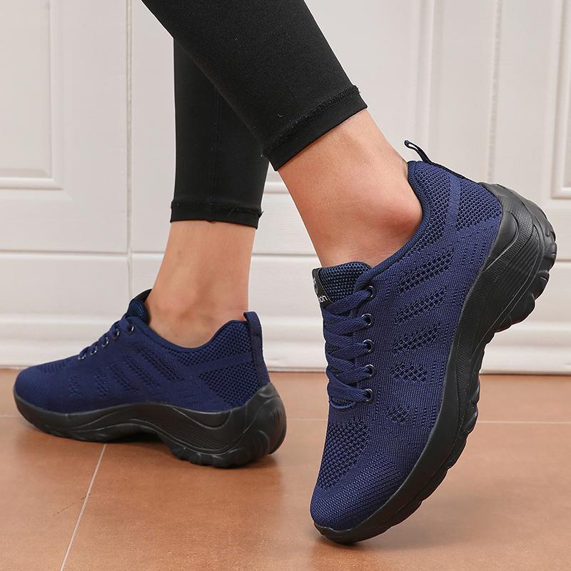 Neue Damen Laufschuhe Modisches Schnürdesign Atmungsaktives Mesh Strapazierfähige Gummisohle Fitness Langstrecken Reiseschuhe