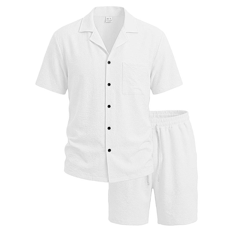 Set Camicia Estiva Uomo Casual Outdoor Tuta 2 Pezzi Ehome Abbigliamento Pigiama Comodo Traspirante Spiaggia Manica Corta Set