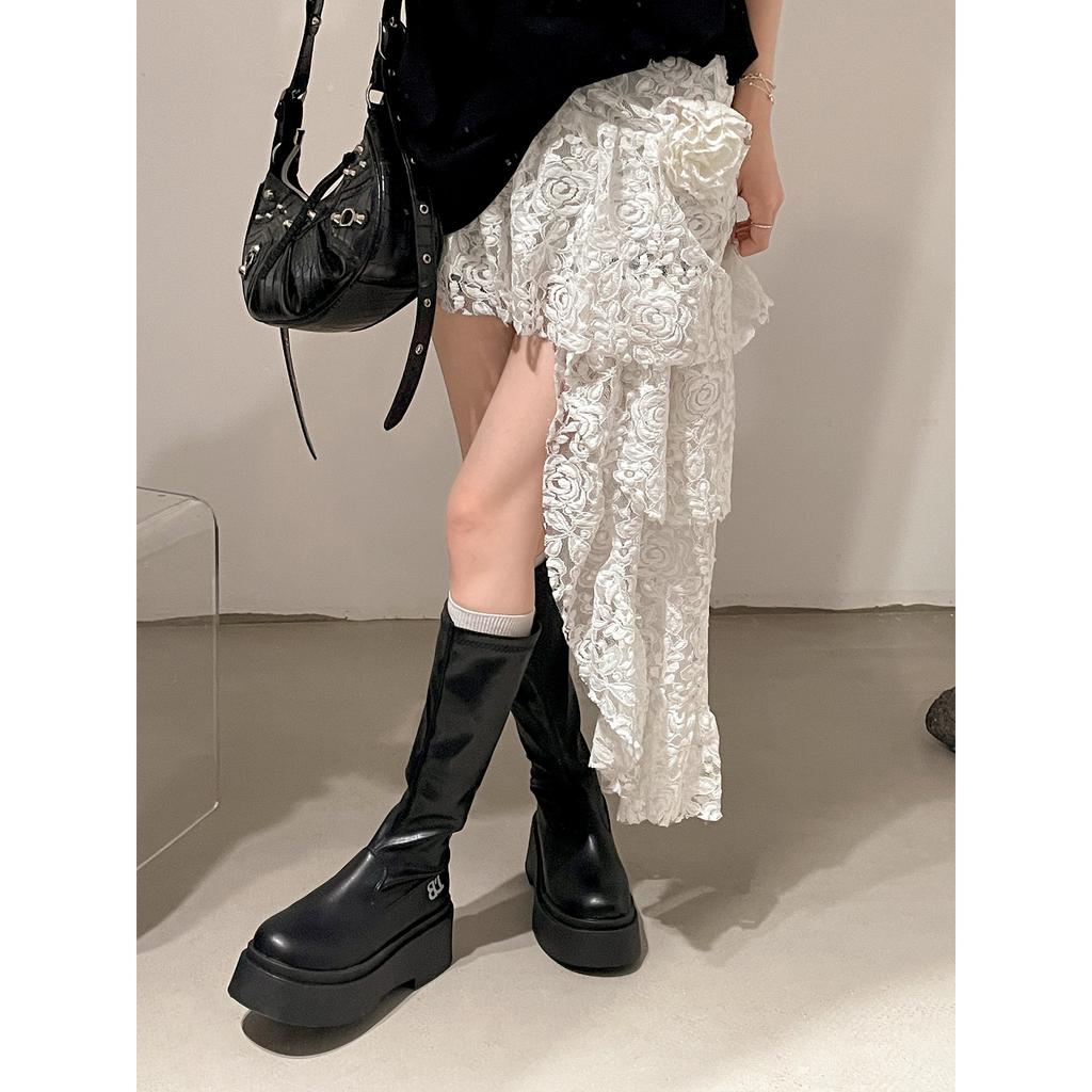 White British style but knee thick-soled boots long boots autumn small height-increasing knight boots