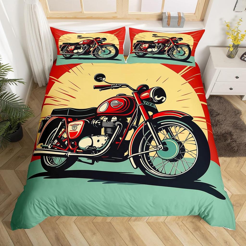 Dirt Bike Dynetrekk Twin Motocross Rider Dynetrekk Extreme Sports Sengesett Kult Motorsykkel Sengesett for Gutter Voksne