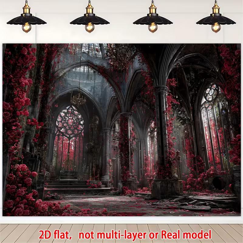 2D Vintage Night Room Backdrop for Eerie Halloween & Movie Nights