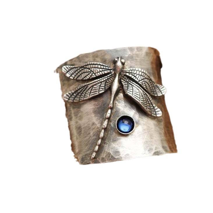 He Cheng Natural Gemstone Moonstone Women's Vintage Engagement Ring