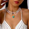 Bohemian Conch Shell Necklace Rice Bead Set, Beach Wind Devil's Eye Necklace Set