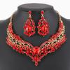 Women Crystal Necklace Earrings Indian Bridal Jewelry Sets Brides Wedding Party Costume Accessories