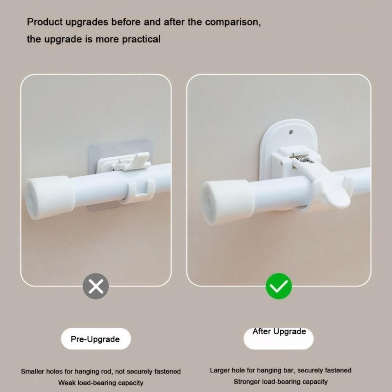 Modern Adhesive Hooks For Curtains 6Pieces No Drilling ABS Mounting Brackets Shower Rod Clips Hangers Kitchen Bedroom