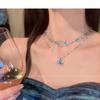 Love necklace women's new niche dopamine collarbone chain colored beaded accessories summer