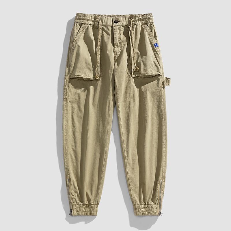 

Overalls men s new retro multi-pocket men s trendy brand high-end sense ruffian handsome loose casual pants men s clothing 38 світлого кольору хакі