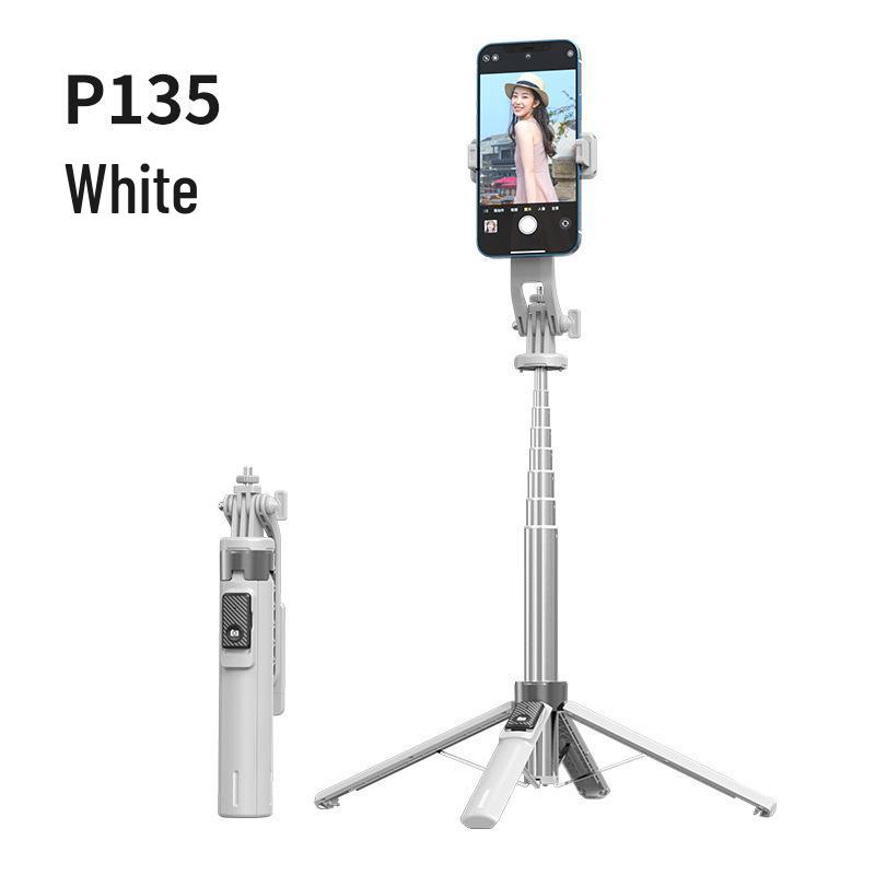P135 Universal Bluetooth Selfie Stick: Detachable Gimbal, Four-Leg Stand, One-Button Pop-Up for Phones and Cameras.