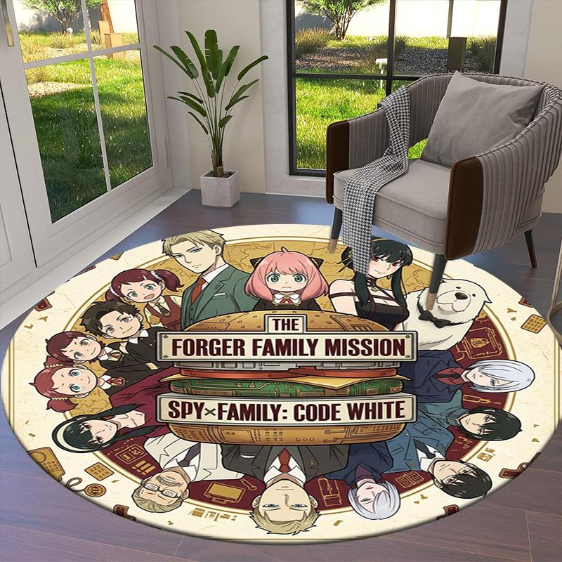 Spy Family Round Area Rug Carpet Rug For Living Room Bedroom Sofa Playroom Decor Nonslip Floor Mat