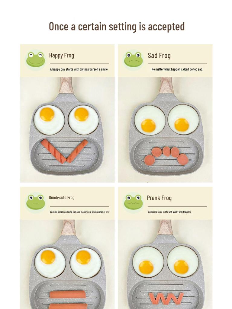 Three-in-One Non-stick Maifan Stone Breakfast Pan for Eggs & Burgers