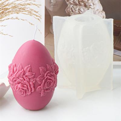 Forma na svíčku Yousheng vyřezávaný design DIY silikon 3D velikonoční vajíčko Růže Tulipán reliéfní forma na odlévání mýdla Domácí potřeby