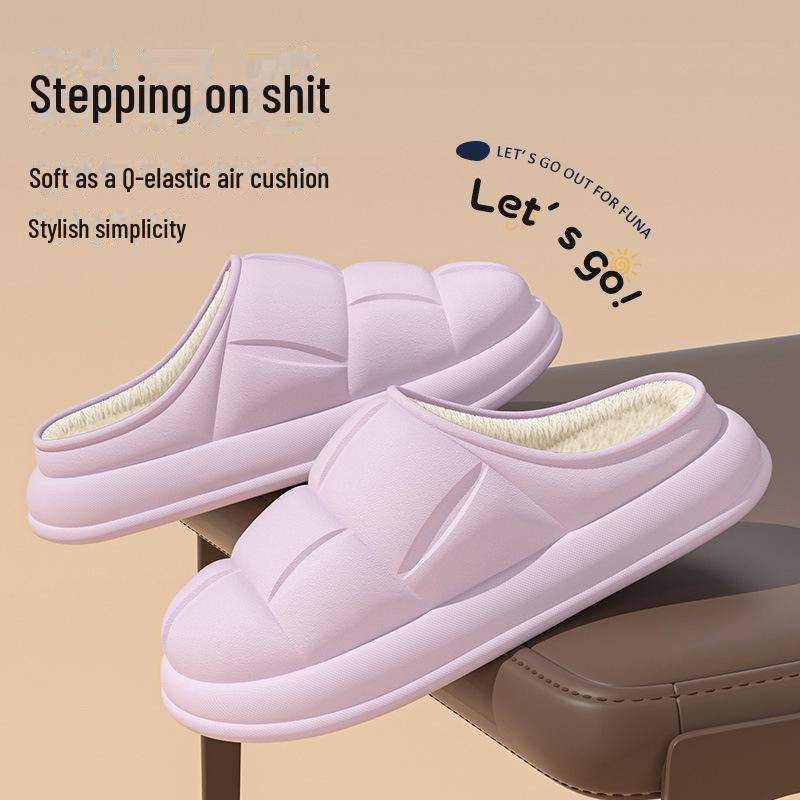Autumn & Winter 2024 Waterproof Plush Indoor Slippers - Thick Sole, Cozy Cotton, Unisex.