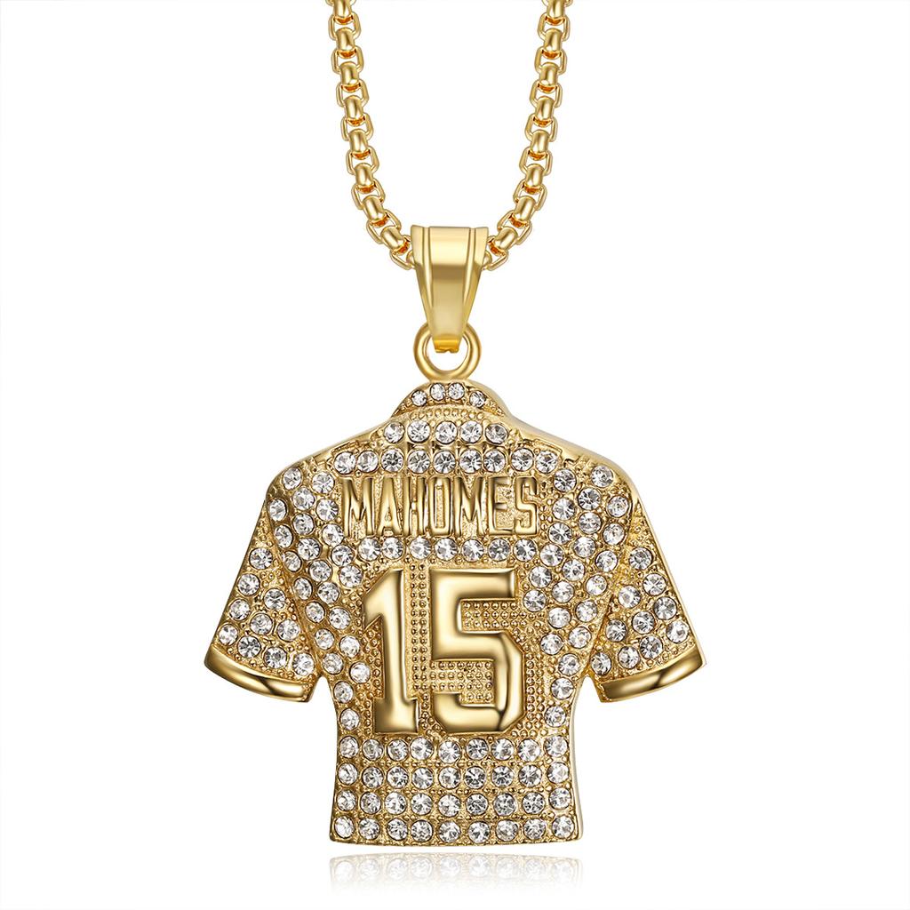 2026 Jewelry Fashion Trend Inlaid Zircon No.15 Mahoms Jersey Pendant Necklace Men's Party Jewelry Accessories