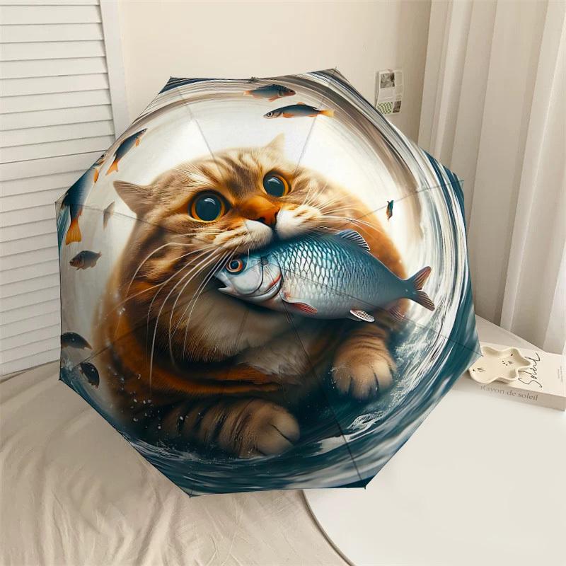 

1PC cat fish Umbrella-8-Rib Reinforced Portable Folding Travel Suitable for All Seasons Outdoor Daily Use-J390