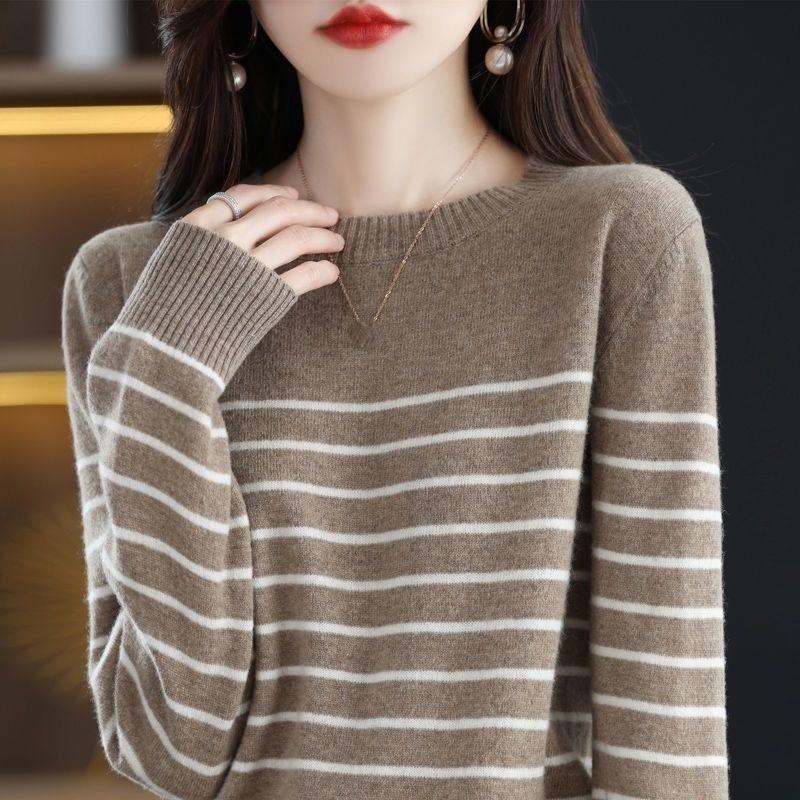 Autumn and Winter New Women's Warm O-neck Pullover Knitted Sweater Korean Fashion Long-sleeved Loose Thin Inner Top