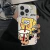 Milk Tea SpongeBob SquarePants Suitable for Apple 16PROMAX/iPhone15/iPhone14 Couple Colored Silver Mobile Phone Case