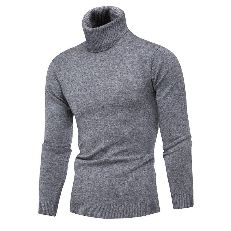 Maglioni semplici da uomo casual tinta unita alla moda da uomo, comodi maglioni da uomo a collo alto