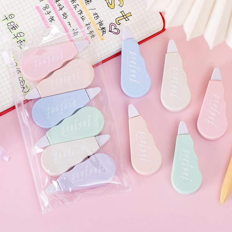 6Pcs/Set Mini Transparent Correction Tape Portable Mute Correction Tape Multifunctional Student Error Correction Tool
