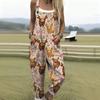Women's Sleeveless Mid Rise 3D Digital Print Loose Casual Overalls Jumpsuit For Summer