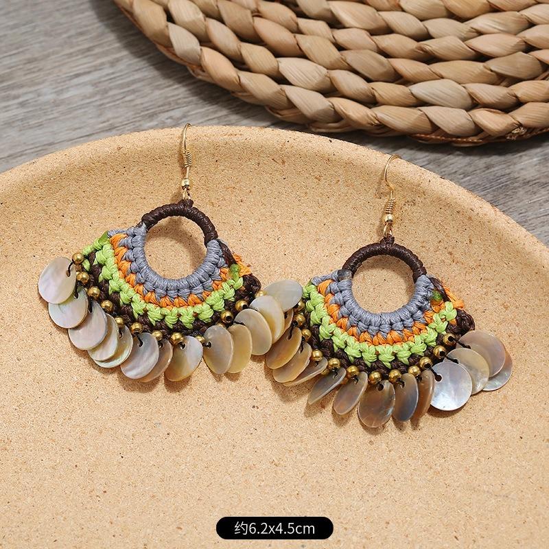 Bohemian Earrings Hand-woven Retro Vacation Versatile Temperament Earrings Women's Long Earrings