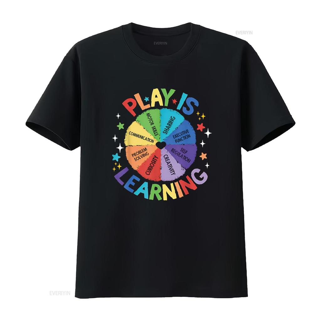 Play is Learning Teachers Preschool Kindergartner T Shirt vintage Washed homme graphic Comfortable fashion Unisex Stylish