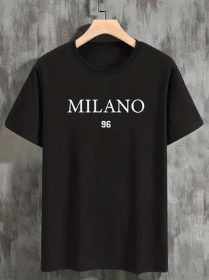 'Milano 'Tee, Summer Crew Neck, Men's Short Sleeve Cotton T-Shirt, Casual Wear, Men's Clothing - Men's Summer Cotton Graphic Tee