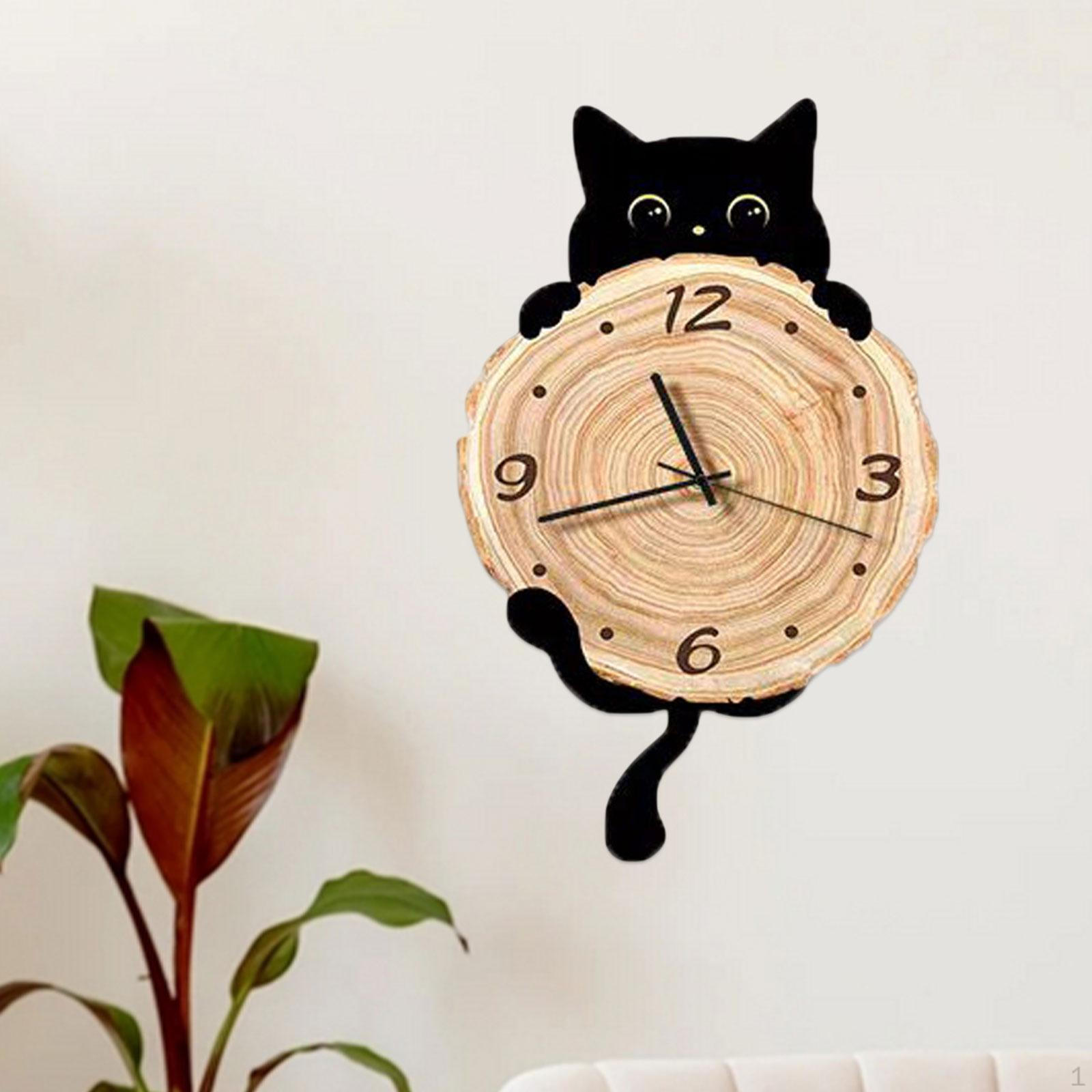 

Кошка настенные часы орнамент декоративные большие арабские цифры декор подвесной для школы 42 cm with Wave