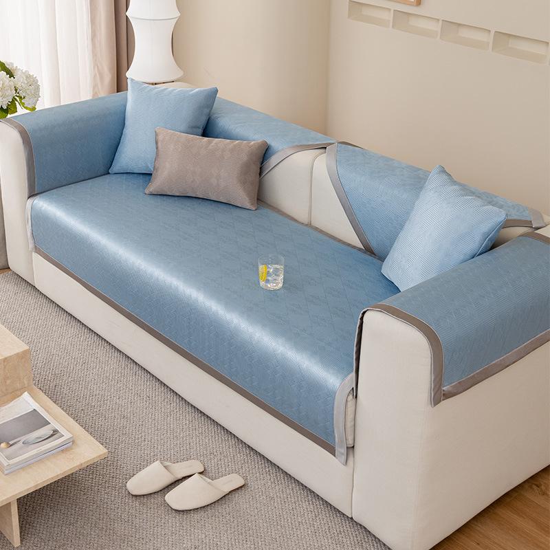 Ice Silk Sofa Cushion, Summer Light Luxury, Modern High-end Sofa Cover, Anti Slip Cool Mat, Seat Cushion, Backrest Cover, Towel