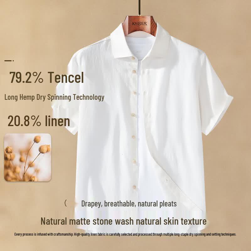Men s Tencel-Linen Blend Short Sleeve Shirt 50