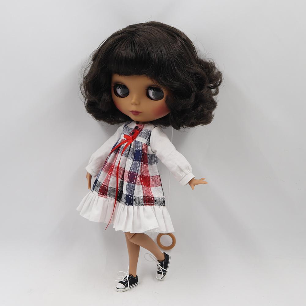 ICY Blyth doll 1/6 BJD 30cm doll with dark skin and short black curly hair matte face NUDE joint body BL950