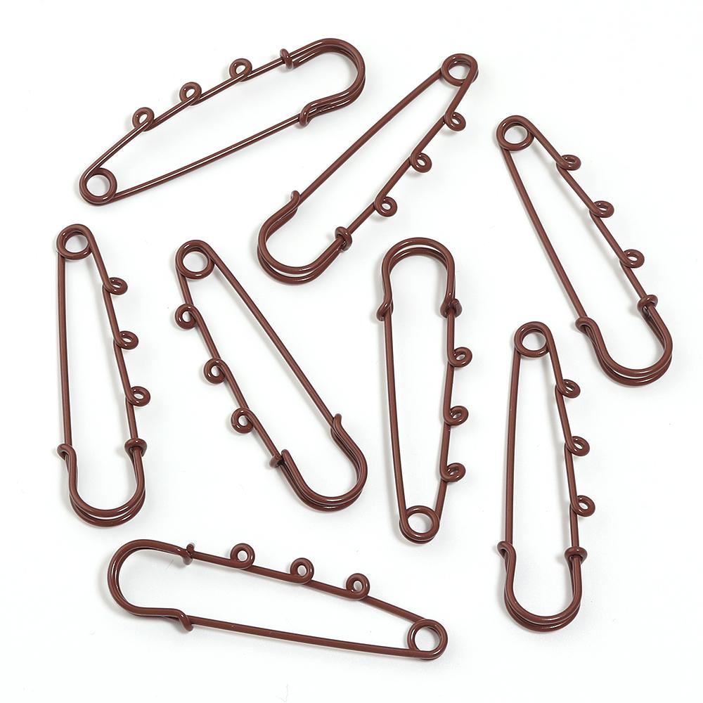 6pcs Safety Pins Brooch Blank Base Brooch Pins With 3 Loops Colorful Metal Pin DIY Brooch Charms For Jewelry Making Accessories