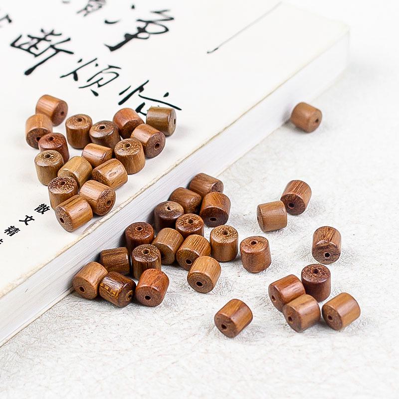 8MM Burmese Padauk Barrel Beads: Handmade Rosewood Bracelet, DIY Prayer Beads, Wenwan Accessories, Team Building Activity