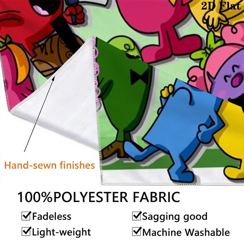 Mr. Men Little Miss Wall Tapestry Aesthetic Wall Hanging Printed Fabric Blanket Decorative Tapestries for Bedroom Living Room Home Decor