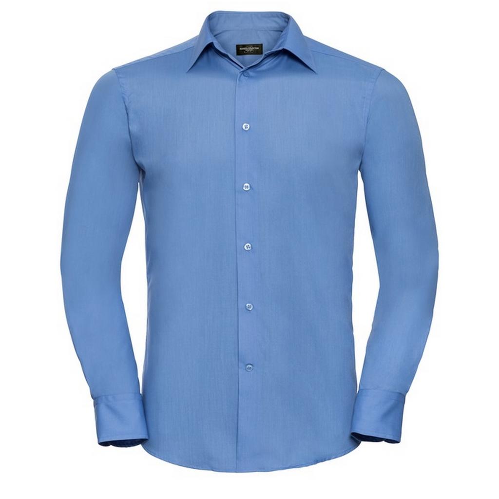 Russell Collection Mens Poplin Long-Sleeved Shirt