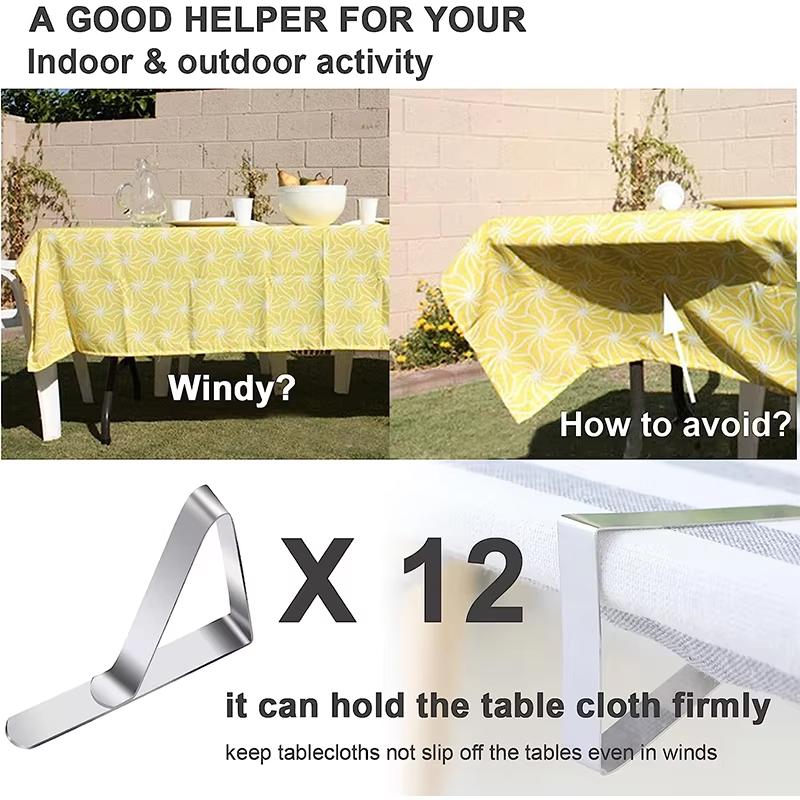 Tablecloth Clips Stainless Steel Picnic Table Clip Heavy Duty Table Cloth Cover Clamps Table Cloth Holders Ideal YY219