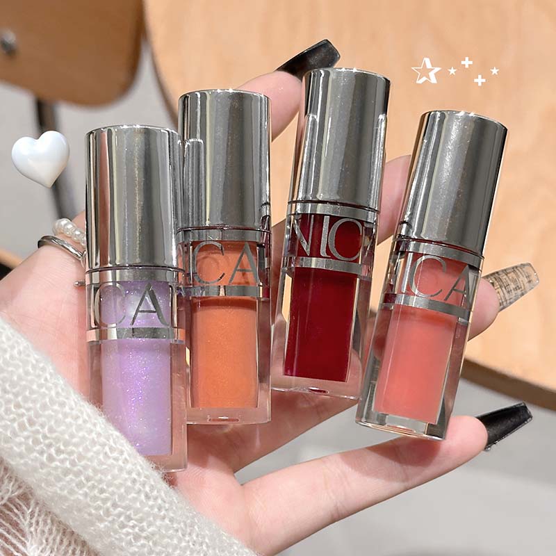 Mirror Water Light Sparkling Lip Plumping Lip Gloss Lasting Moisturizing Jelly Glass Lip Tint Waterproof Korean Makeup Cosmetics