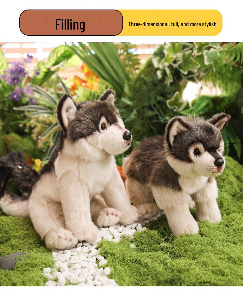 Wolf Dog Plush Toy Simulation Korean Craft Animal Ornament
