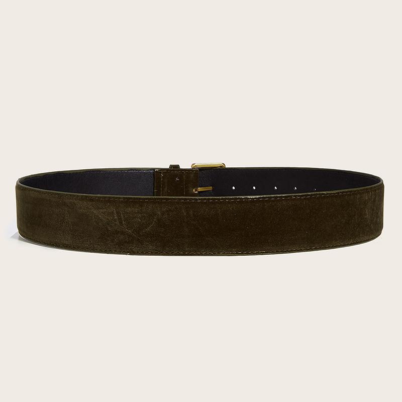 Women Fashion Luxury Design Suede Leather Wide Belt Casual Pin Buckle Waistband Business Waist Strap All-Match Clothes Decor