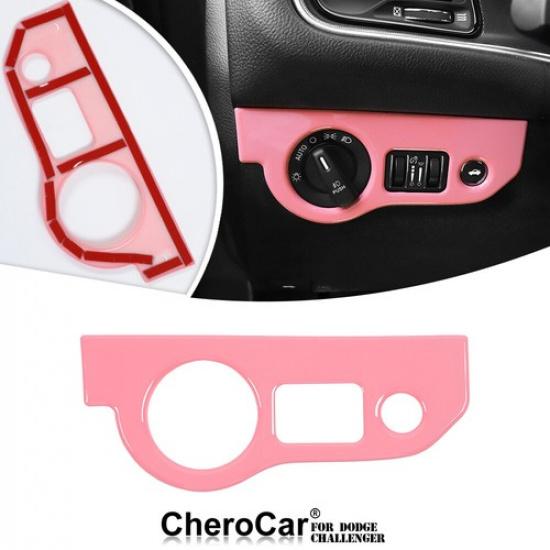 Headlight Switch Cover Trim Decoration for 15+ Dodge Challenger Accessories Pink