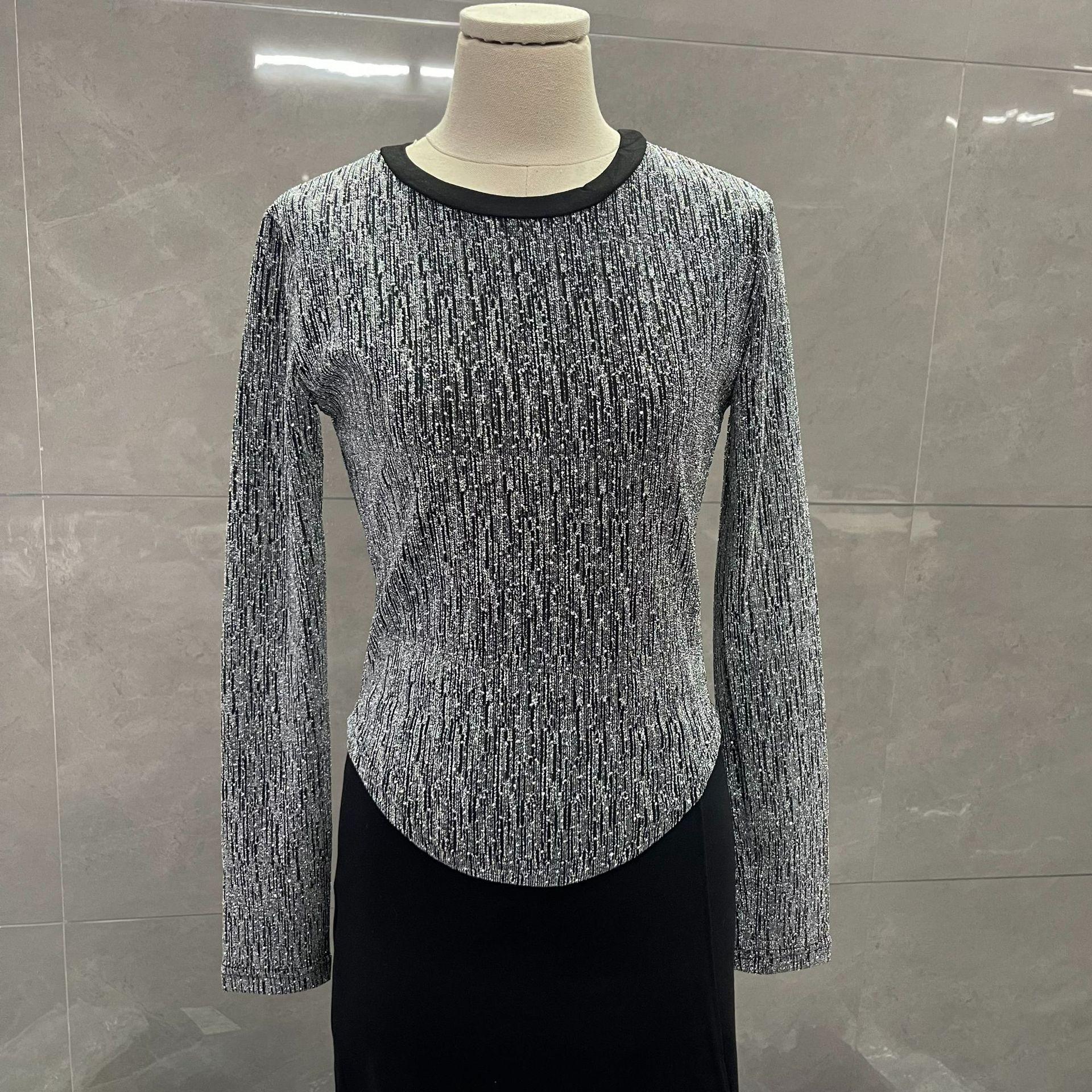 

Шикарный блестящий женский осенний топ с длинным рукавом M for ~105 jin