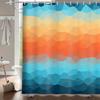 Colored Geometric Ombre Shower Curtains For Bathroom, Gradient Color Design Art Waterproof Fabric Bath Curtains,Teal/Blue/Orange